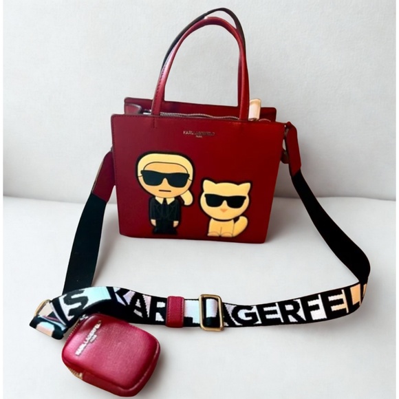 🕶️ Karl Lagerfeld x Choupette Red Crossbody or Tote Bag 🐾 - Picture 1 of 9